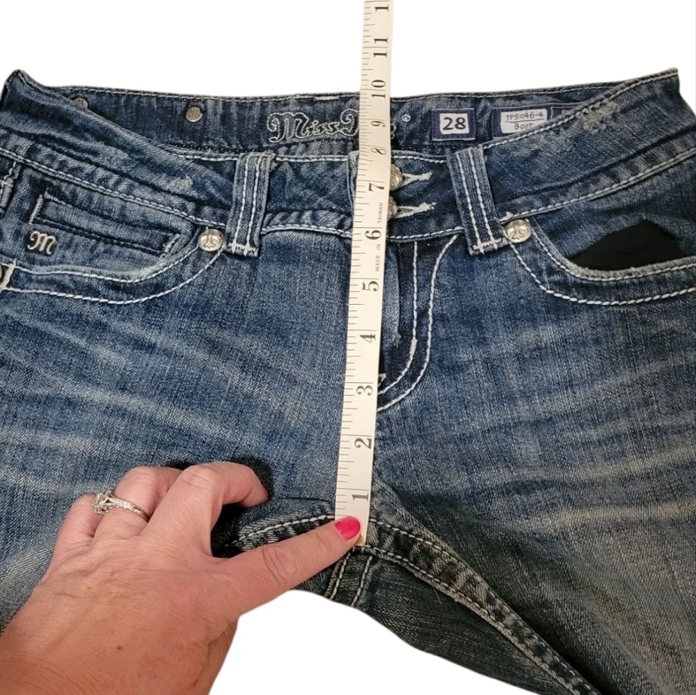 Miss Me Boot Cut Jeans Embellished Bedazzled Sparkle Diamond Crosses JP5046-4 - Picture 4 of 12